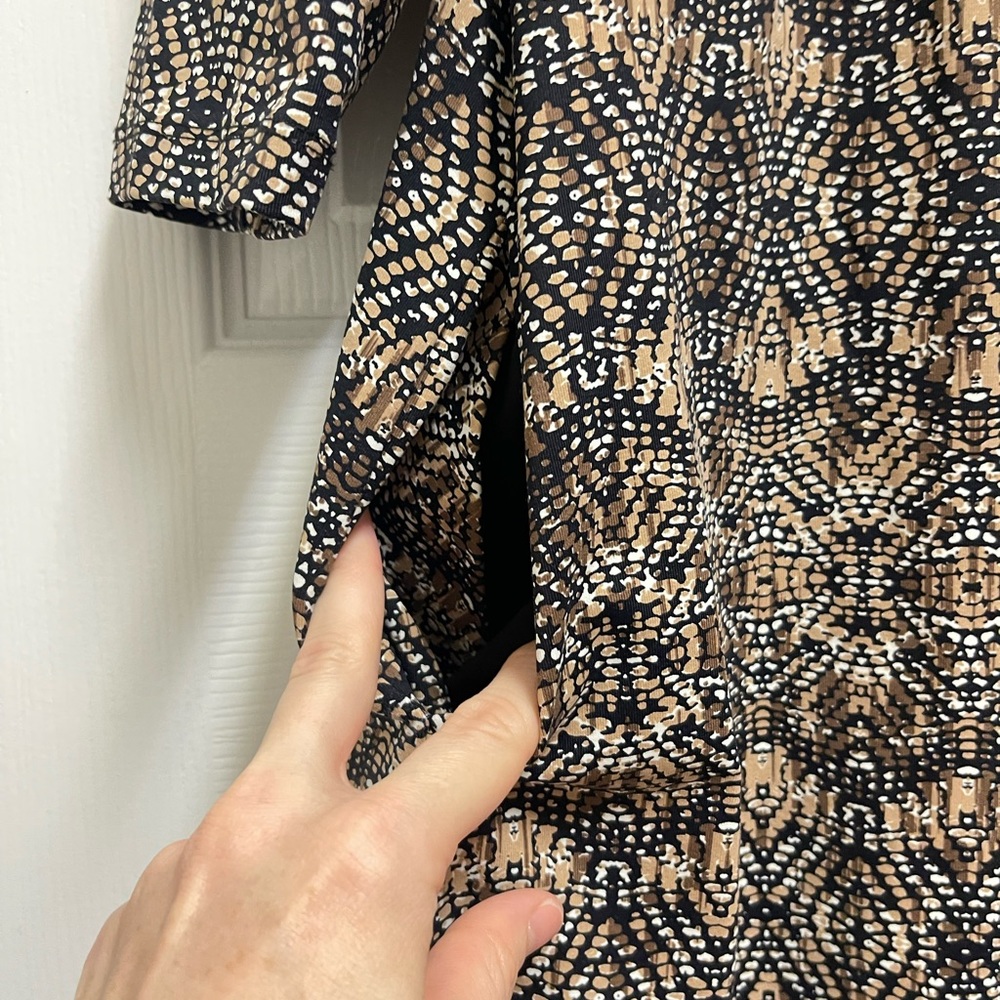 J. Mclaughlin Brown Pattern Button Neck Dress - image 7